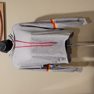 EUC Libian Grey 5 Stripe Hi-Lo  Hem Hoodie  sz  L